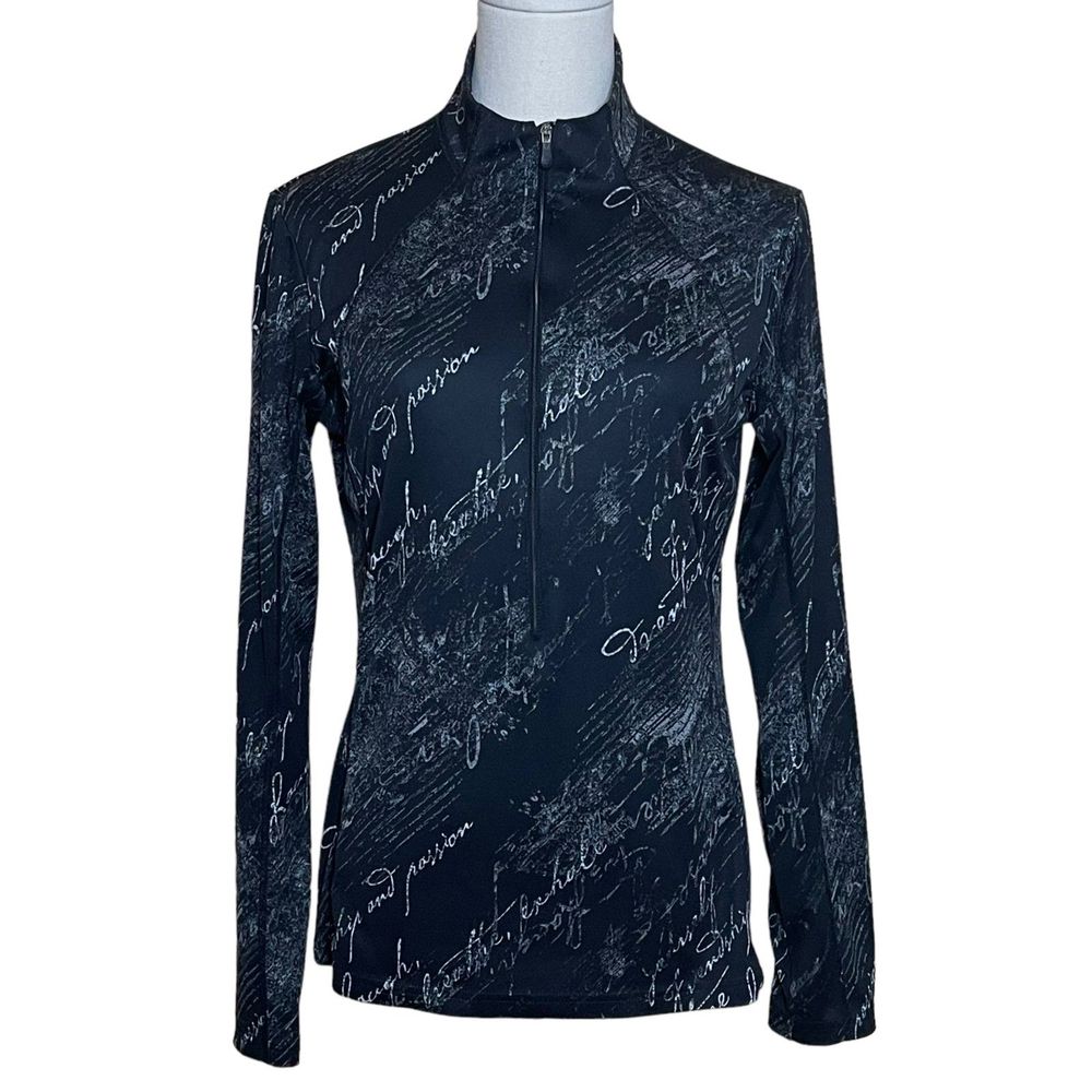 Columbia Titanium 1/2 Zip Pullover Top Women's Size M Black Printed Long Sleeve